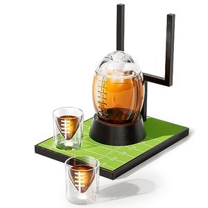 Football Whiskey Decanter Set with 2 Glasses, The Wine Things Unique Gift for fathers day, Husband, Brother, Boyfriend, Anniversary Day Birthday Gift Ideas, Cool Drinking Accessories for Home Bar