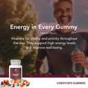 Cordyceps Mushroom Gummies  5400mg per Serving*, Cherry, Grape, Apple & Orange Flavors, 60 Count, Vegan Mushroom Supplement for Energy, Focus & Brain Health, Made in USA