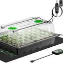 VIVOSUN 1-Pack 40-Cell Seed Starter Trays with 1 Set of LED Lights and 10"x20.75" Seedling Heat Mat, 3.6" Higher Cover, Adjustable Vents, Drainage Holes, Green Propagation Tray for Planting Seeds