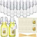 Havawish 20 Sets 4 oz Limoncello Bottles Swing Top Glass Bottles for Homemade Clear Flip Top Mini Limoncello Bottle with Labels Airtight Cap Lids for Home Brewing Wedding Baby Shower Christmas Gifts