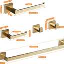 Bathroom Hardware Set 24-Inch Towel Bar,2pcs Towel Hook,Toilet Paper Holder,Hand Towel Holder Stainless Steel Brushed Gold Bathroom Accessories GTS3190BG