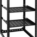 RackPath 20U Open Frame Network Rack with 2X 14in Vented 1U Shelves Rear Support, Wall Mount/Floor Standing Network Cabinet, Heavy Duty 150 lbs Capacity for IT & AV Gear, Audio and Video Device