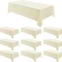 10 Pack Ivory Rectangle Tablecloths 90x156 Inch for 8ft Tables