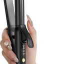 Travel Curling Iron 1 Inch & Flat Iron, 2-in-1 Europe Compact Travel Size, Dual Voltage Mini Hair Straightener with 4 Adjustable Temp for Short Hair