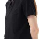 Women's V-Neck Ruffle Design Polo Shirts Short Sleeve Collared Loose Casual Tunic Blouses with Pocket (M)