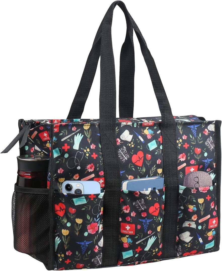 ABAMERICA Nurse Bags for Work Nursing Bag Multiple Pockets Waterproof Organizing Zip Top Clinical Bag for Nursing Students