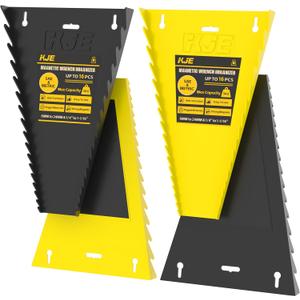 KJE 4Pack Magnetic Wrench Organizer, 64-Slot Wrench Rack Tool Trays, Magnetic Wrench Set Holder SAE(1/4" - 1-1/16") and Metric(6MM-24MM) (2Pack Black & 2Pack White)