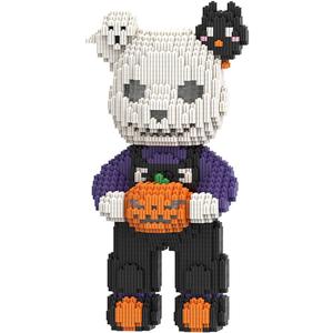 PIANTION Animal Halloween Pumpkin Skeleton Bear Micro Building Blocks Set(3500PCS XQ046) 12.6in High Series,Gifts Suitable for Adults