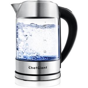 Cordless Electric Tea Kettle - 1.7L Hot Water Boiler Made of Glass & Stainless Steel - Large Capacity Water Heater with Auto Shut-Off