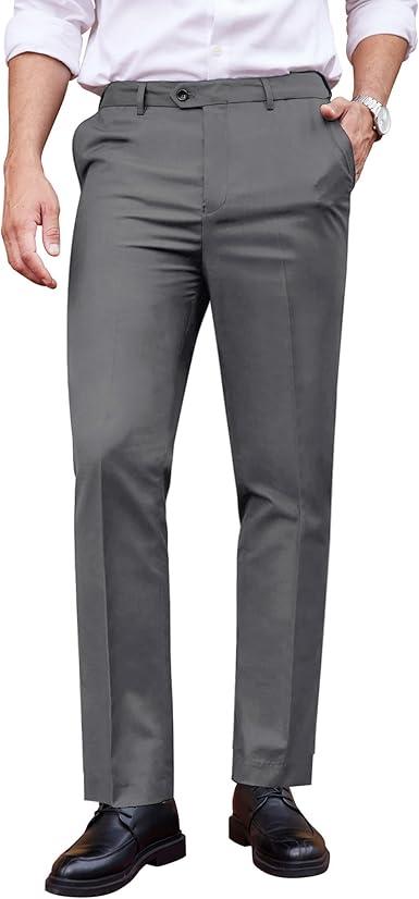 COOFANDY Men's Classic Fit Dress Pants Flat Front Straight Formal Pants Wrinkle Free Expandable Waist Suit Pants 2XL
