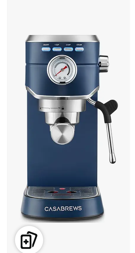 CASABREWS Espresso Machine 20 Bar, Professional Espresso Maker with Milk Frother Steam Wand, Espresso Coffee Machine with 34oz Removable Water Tank, Gift for Coffee Lovers, Coffee Gift, Sapphire Blue
