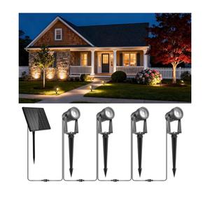 ZYAN Solar Landscape Spotlights, Separate Monocrystalline Panels & USB-C Powered 5400mAh All-Night Auto On Off Dusk to Dawn, Outdoor IP65 Waterproof, Warm White for Yard Pathway Patio (4 Pack)