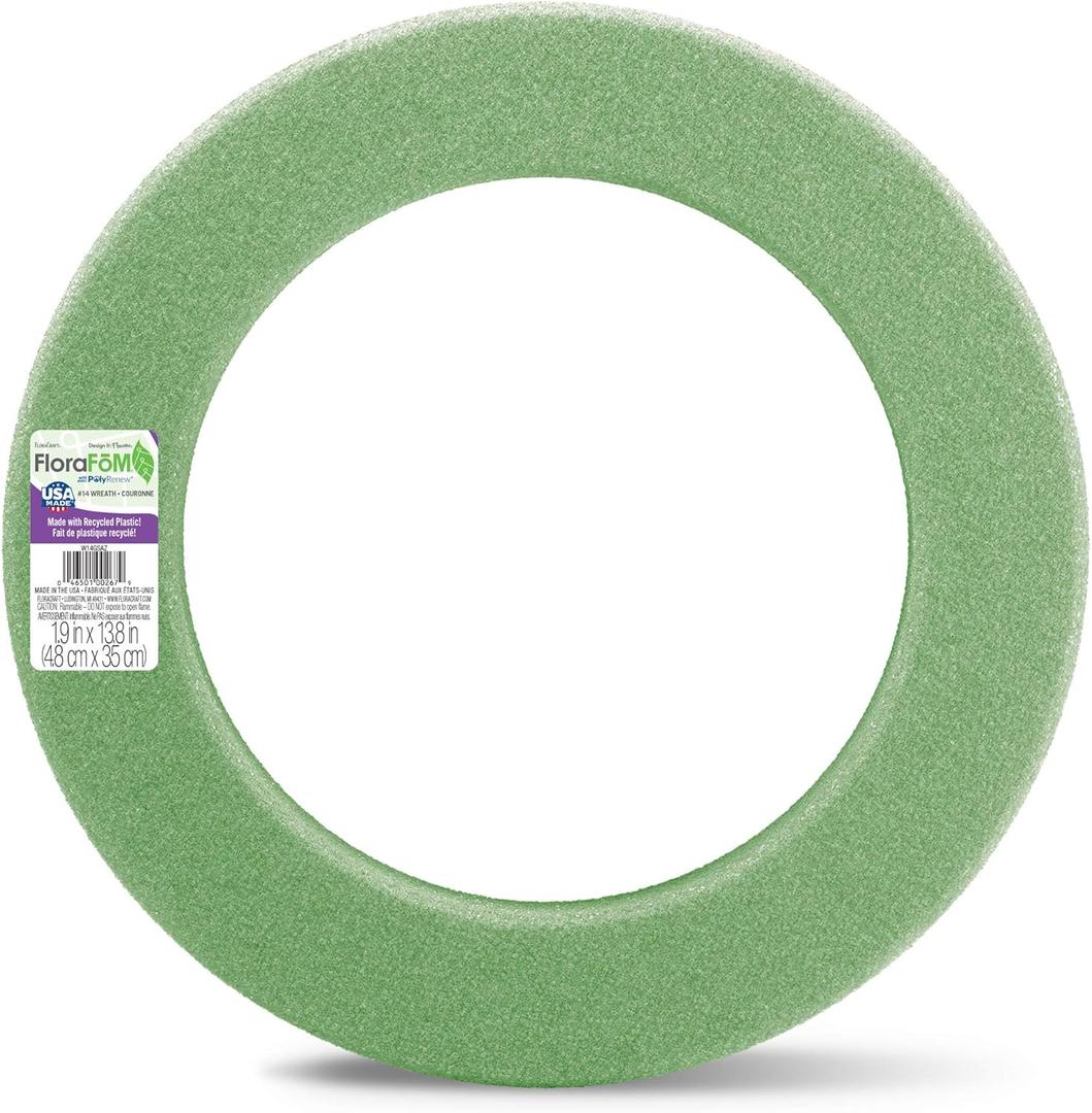 FloraCraft FloraFM Wreath 1.9 Inch x 13.8 Inch Green