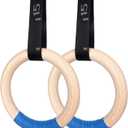 Gymnastics Rings Olympic Rings Wooden Gym Rings 1500lbs with Adjustable Cam Buckle 14.8ft Long Straps with Scale Non-Slip Exercise Rings Training Rings for Home Gym Full Body Workout