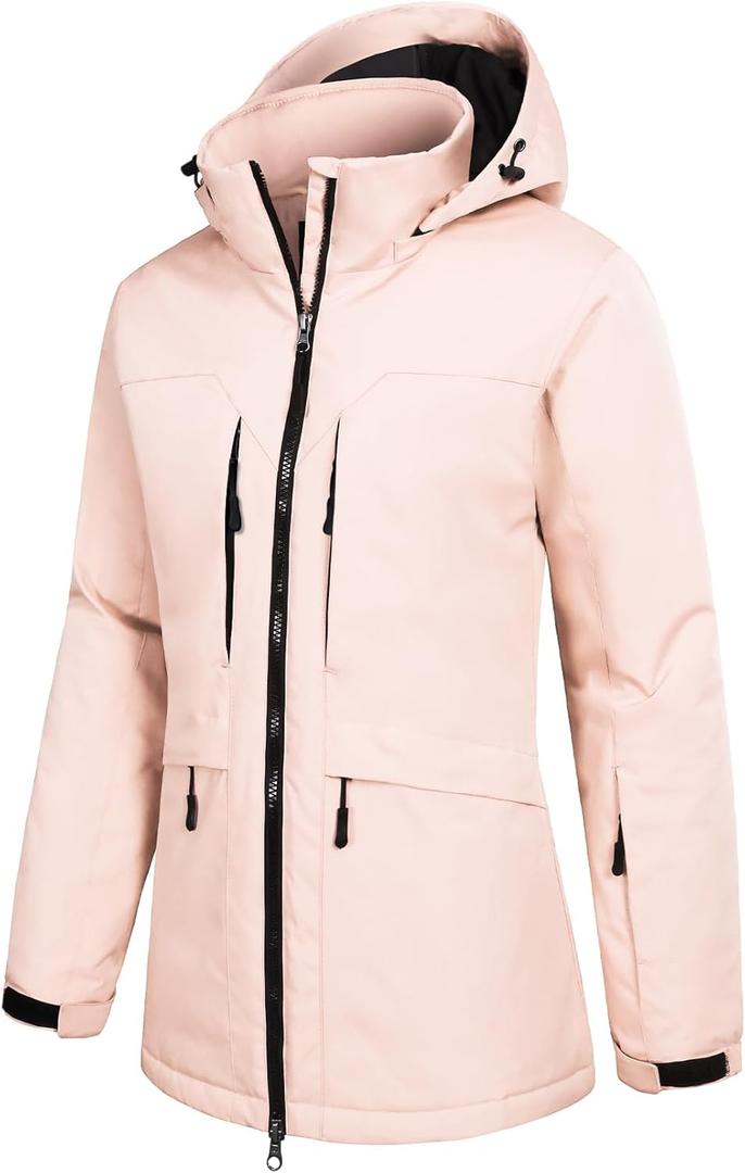 GEMYSE Women's Ski Jacket Waterproof Winter Snow Coat Warm Hooded Windbreaker Snowboarding Windproof Rain Jacket (X-Large)