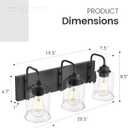 zeyu Black Bathroom Vanity Light, 20.5 Inch Bathroom Light Fixtures Over Mirror, 3-Light Modern Wall Sconces with Clear Glass Shade, ZSL72B-3W BK