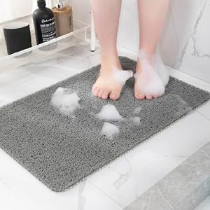 Hargiis Non-Slip Bathtub Mat, Anti Slip Shower Mat, Fast Drying Bathtub Mats, Foot Scrubber Mat, Anti Slip Mat for Tub, Floor, Bathroom, Kitchen, Home, Hotel (Grey 48"×24")
