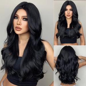 WTHCOS for Women Girls Long Curly Wavy Dark Resistant Synthetic Wigs Cosplay Costume Wig