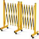 Metal Expandable Barricade Gate, 9FT Folding Safety Barrier Gate, Portable Traffic Crowd Control Barricade Fence