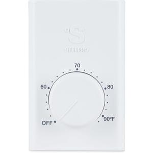 Stelpro Double-Pole Line Voltage Mechanical Wall Thermostat  22A (120277V), Durable Plastic Housing, Adjustable Dial, NonProgrammable, 5090F Range (SWT2F)  White