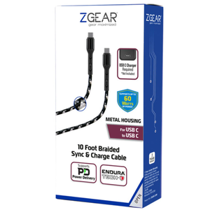 ZGear Metal Housing for USB C  10 Foot  Braided Sync& Charger Cable