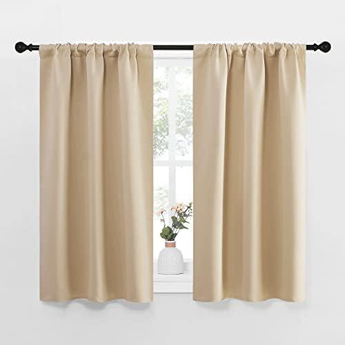 NICETOWN Blackout Room Darkening Curtains - Home Decoration Light & Noise Reducing Thermal Insulated Window Draperies with Rod Pocket Top (Biscotti Beige, 2 Panels, 34"W x 42"L )