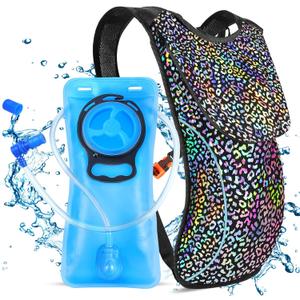 Rave Hydration Pack, Hydration Backpack with 2L Hydration Bladder, Festival Essential Water Backpack for Hiking, Running, Cycling, and Music Festivals (Dazzling-Black)