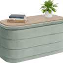B FSOBEIIALEO 30" Velvet Storage Ottoman Long Bench with Tray, Sage