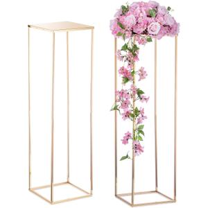 NUPTIO Gold Vases for Centerpieces Wedding - 2 Pcs 39.4 inch Tall Metal Flower Vase Flowers Stand for Party Tables Decorations - Elegant Bulk Weddings Decoration Table Geometric Centerpiece Stand