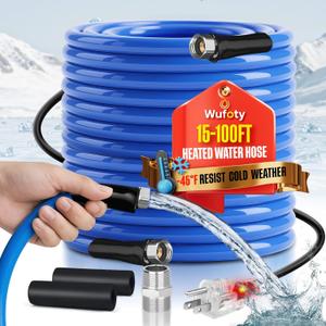 Wufoty 15FT Heated Water Hose for RV, Heated Drinking Water Hose, Anti-Freezing Temperature Down to -47°F, 1/ 2" Inner Diameter, Great Rv Accessories for Campers, Livestock, Agriculture