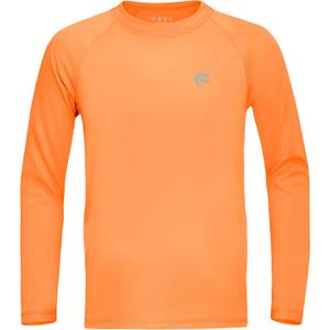 Boys UPF 50+ Swim Shirt Long Sleeve, 1 or 2 Pack UV Sun Protection Rash Guard, Youth Kids SPF Water Shirts for Beach Surf (Orange, XS)