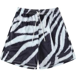 GINTPK Mens Graphic Shorts Sports Basketball Quick-Drying Mesh Drawstring Shorts Small