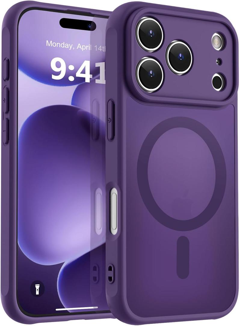 MOCCA Magnetic for iPhone 17 Pro Max Case, (Compatible with Magsafe) (16FT Military Grade Protection) Full Camera Protection Anti-Fingerprint Slim Translucent Matte Phone Cover 6.9",Deep Purple MOCCA Magnetic for iPhone 17 Pro Max Case, (Compatible with Magsafe) (16FT Military Grade Protection) Full Camera Protection Anti-Fingerprint Slim Translucent Matte Phone Cover 6.9",Deep Purple