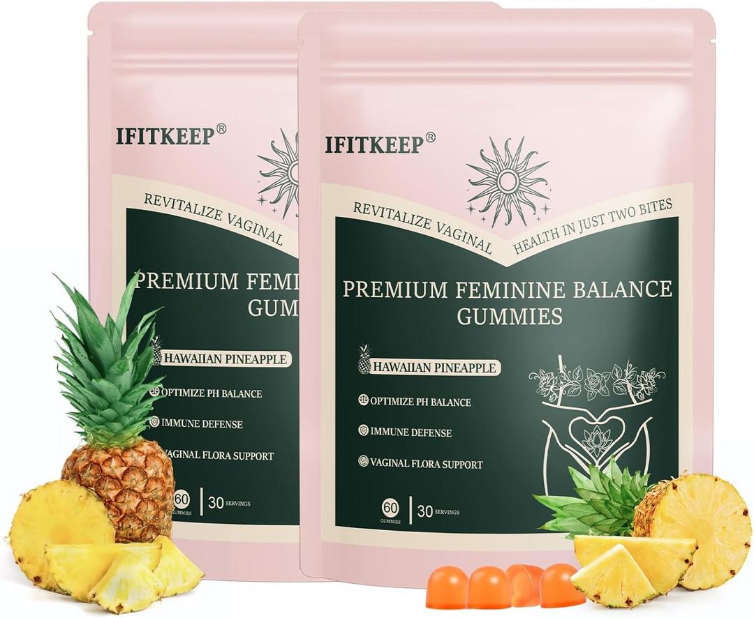 Premium Feminine Balance Gummies for Womens Health & Wellness Hawaiian Pineapple Gummies,Immune Support,Vegan, Gluten-Free & Halal,120 Gummies - 60 Day Supply