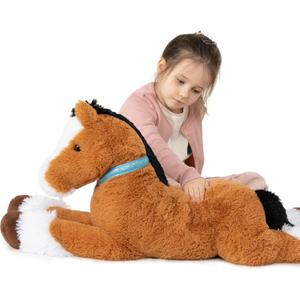 MaoGoLan Large Horse Stuffed Animal for Boy, Big Horse Plush Toy for Girl, Ridable Stuffy Pony for Kid, Stuffed Pony Plush Pillow for Baby Shower, Birthday Gifts or Party Favor, 33 inches, Tan