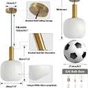 KCO Lighting Milk Glass Pendant Light White Ribbed Glass Pendant Lighting Antique Brass Pendant Lights Small White and Gold Pendant Light Fixture Modern Globe Hanging Lamp