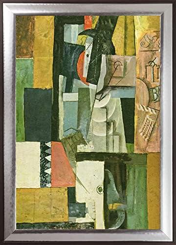 La Pastiche Man with Guitar with Magnesium Silver Frame, 29.25" x 41.25"