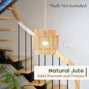 11.8" Boho Jute Plug in Pendant Light, Handwoven Natural Hanging Lamp Plug in with Dimmable Light Switch, Wicker Hanging Light Fixture for Bedroom Living Room Kitchen (No Bulb Included)