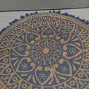 DII Woven Tabletop Collection Natural Jute, Placemat Set, 15" Round, French Blue Block Print, 6 Piece