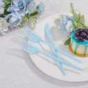 LIYH 150 Pcs Baby Blue Plastic Cutlery Sets - Light Blue Plastic Silverware Heavyduty, Disposable Utensil Sets, 50 of Each Forks, Knives & Spoons Flatware Set for Party Birthday