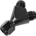 EVIL ENERGY 8AN Female to 8AN Male Flare Fitting, Y Block Union Splitter Swivel Adapter Fitting Aluminum Black