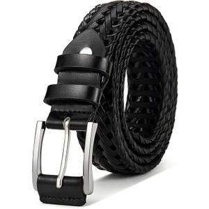 BULLIANT Mens Belts,Leather Woven Braided Belts for Gift Men Casual Jeans Golf (34"-38"Waist Adjustable, Black1480)