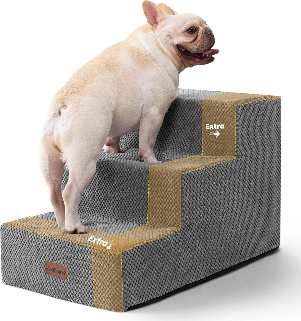 Dog Stairs for Small Dogs,Wider 3-Step Pet Steps for Couch & Bed