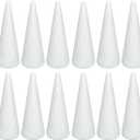 Crafjie 16 Pack Craft Foam Tree Cones for DIY Arts and Crafts (2.76 x 7.2in), White Polystyrene Foam Cone, Polystyrene Foam Cones, for DIY Christmas Gnomes, Christmas Tree, Holiday Decor