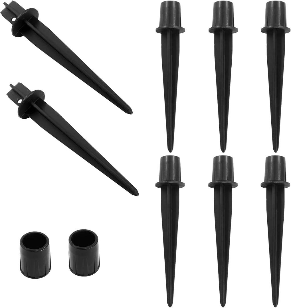 Biaungdo 8 Pack Metal Stakes, 5.3 Inch Solar Light Replacement Stakes, Black Outdoor Ground Stake for Yard Landscape Garden Pathway Patio Lamps Pole