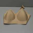 SHAPERX Bras for Women No Underwire Seamless Oversized Everyday Bra Comfort Wireless Padded Soft Support Bralette (Beige, L)