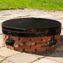 Outdoor Round Fire Pit Cover 51x9.5" Waterproof Tear-Resistant 600D Oxford PU Coated for 48–50" Built-In or In-Ground Stone Fire Pits, Heavy Duty All-Season Protection for Outdoor Fireplaces