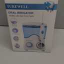 TUREWELL Water Flossing Oral Irrigator, 600ML Dental Cleaner 10 Adjustable Pressure, Electric Oral Flosser for Teeth/Braces, 8 Replacement Jet Tips for Family (White)