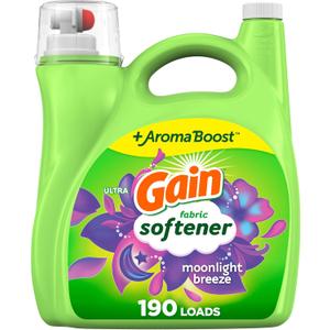 Gain Moonlight Breeze Fabric Softener, 140 FL OZ, 190 Load, Smooth Touch Laundry Conditioner Liquid