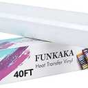 FUNKAKA White HTV Heat Transfer Vinyl Rolls, 12" x 40ft Glossy White Iron on Vinyl for T-Shirt, Adhesive White HTV Vinyl for All Cutter Machines Easy to Cut & Weed for Heat Vinyl Design